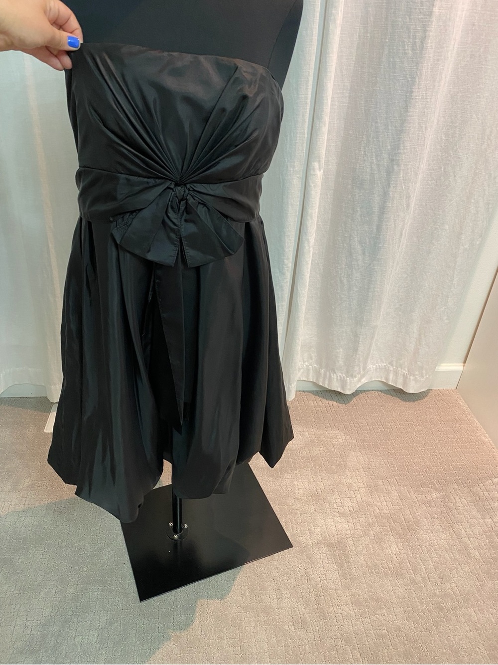 White House/Black Market Strapless Black Bow-Front Cocktail Dress